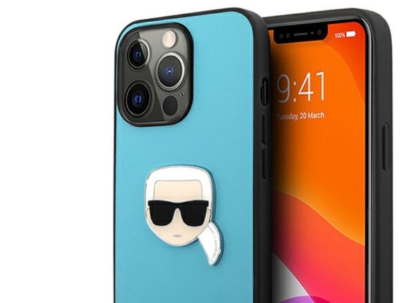 Karl Lagerfeld Klhcp13xpkmb Iphone 13 Pro Max 6,7" Blå Hardcase Læder Ikonik Karls Hoved Metal
