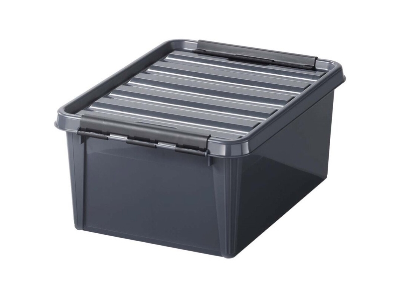 Plastkasse SmartStore, Colour, grå 15L med låg , 400mm x 300mm x 190mm - (10 stk.)