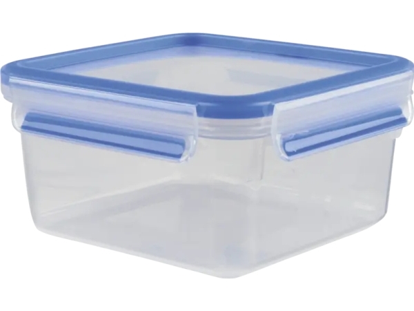 Emsa Clip &Amp Close Madopbevaringsbeholder, 1,3 Liter, Firkantet Transparent Med Blå Clips, Transportsikker Clip - 1 Stk (3110600387)