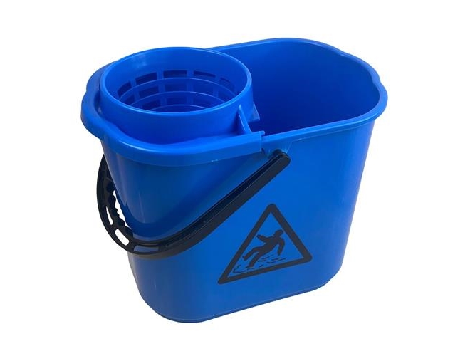 Spand Vindy Minimop 12ltr med Presse/Skrå hjørner Blå til rundmopper,10 sæt/krt