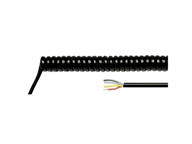HELU 86466 Spiralkabel H07BQ-F 1000 mm / 4000 mm 2 x 1.5 mm² Sort 1 stk