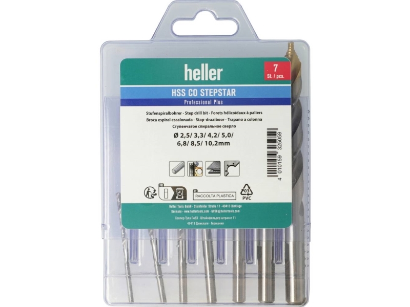 Heller 325059 Hss-Co Stepstar 7 Tlg. Hss-Co Metall-Spiralbohrer-Set Din 338 1 Set (325059)