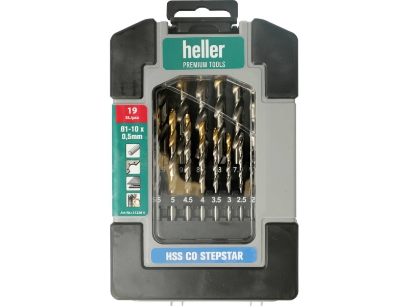 Heller 312264 Hss-Co Stepstar 19 Tlg. Hss-Co Metall-Spiralbohrer-Set Din 338 1 Set (312264)