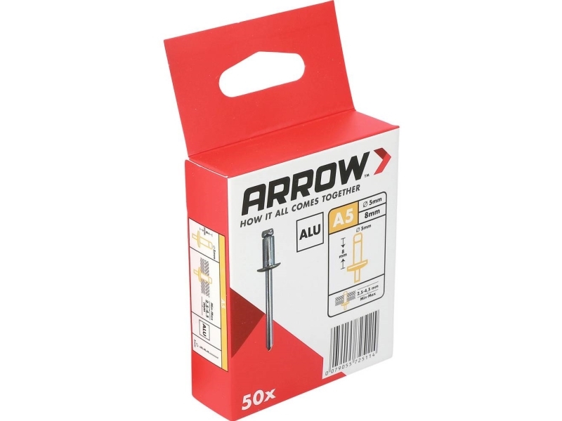 Arrow Tool Group 725114 Blindnieten (Ø X L) 5 Mm X 8 Mm Aluminium Ra 5 X 8 Alu 50 Stk.