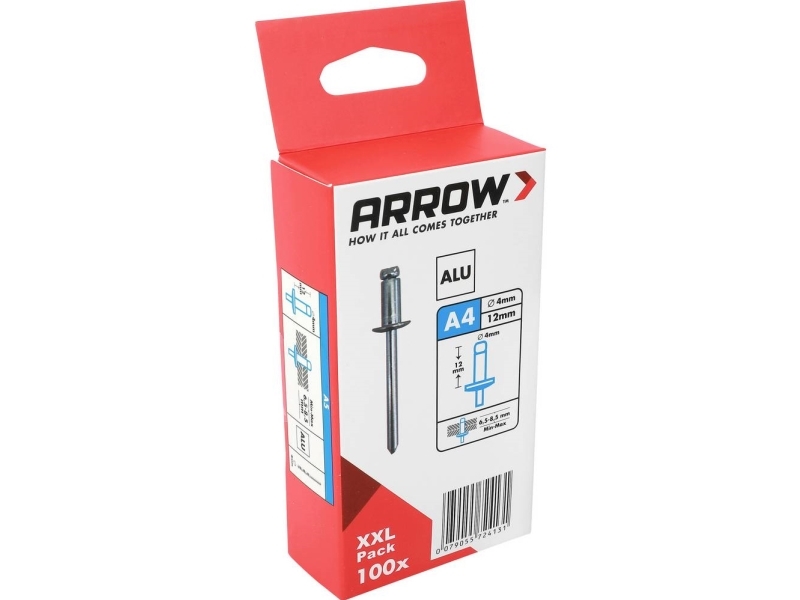 Arrow Tool Group 724131 Blindnitter (Ø X L) 4 Mm X 12 Mm Aluminium Ra 4 X 12 Alu 100St 100 Stk