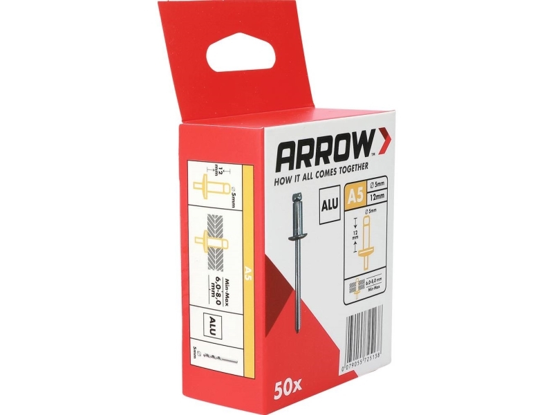Arrow Tool Group 725138 Blindnitter (Ø X L) 5 Mm X 12 Mm Aluminium Aluminium Aluminium Ra 5 X 12 Alu 50St 50 Stk