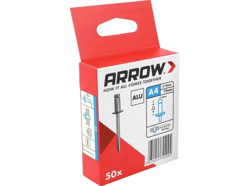 Arrow Tool Group 724094 Blindnitter (Ø X L) 4 Mm X 12 Mm Aluminium Ra 4 X 12 Alu 50St 50 Stk