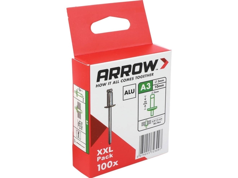 Arrow Tool Group 723097 Blindnitter (Ø X L) 3 Mm X 10 Mm Aluminium Ra 3 X 10 Alu 100St 100 Stk