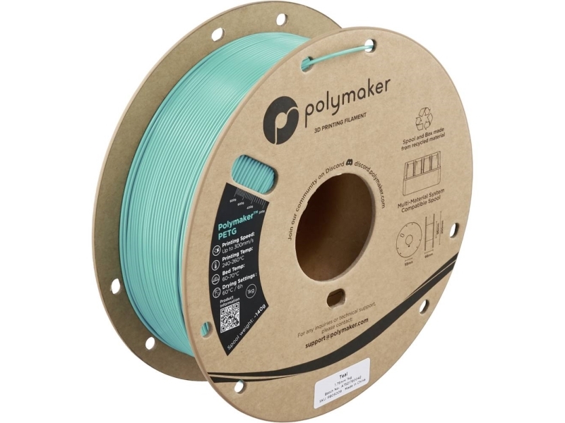 Polymaker Pb05009 Filament Petg Varmebestandig 1.75 Mm 1000 G Teal, Blå-Grøn 1 Stk