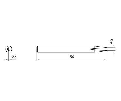 Weller Spi26 200, Loddespids, Weller, Spi 27, 1 Stk, 2 Mm, 50 Mm
