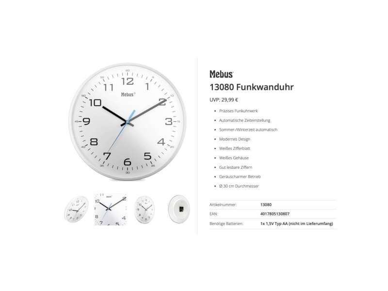 Mebus 13080 Funk Wanduhr
