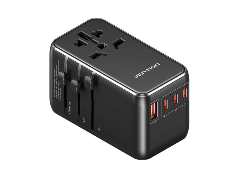 Vention Ladegerät 100W Gan 1X Usb-A 3X Usb-C, Schwarz