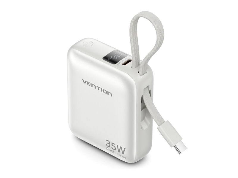 „Vention“ 10000Mah 35W – Išorinė Baterija Su Usb-C Laidu (Smėlio Spalvos)