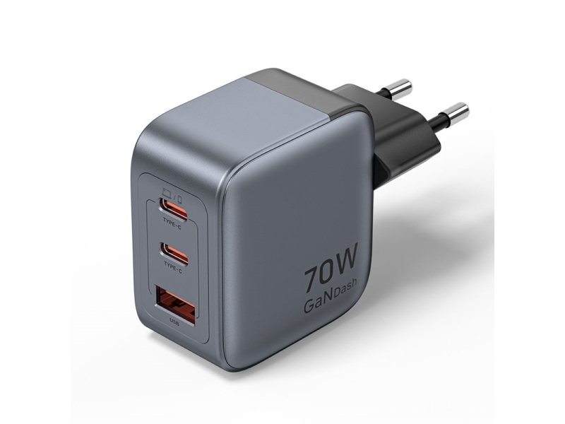 Vention Gan Usb-C + C + A Ladegerät 70W (Fexh0-Eu) Schwarz