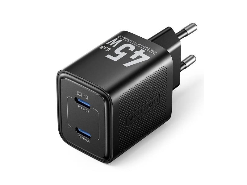 Vention 45W Pd Gan-Ladegerät, 2X Usb-C (Schwarz)