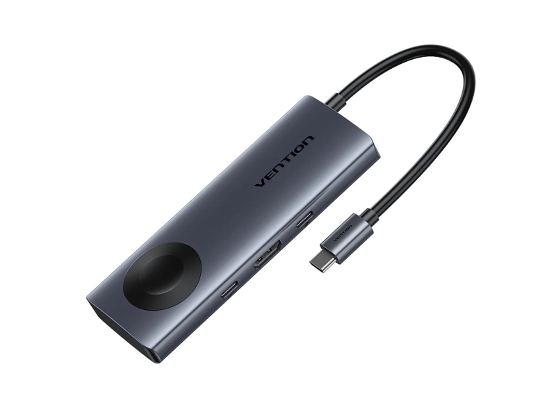 Usb-C 6In1 Vention 4K 60Hz 100W Pd Docking Station Mit Induktivem Laden