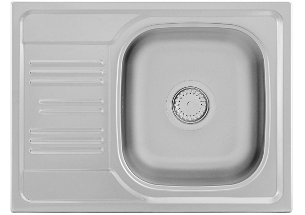 Kernau KSSC 455 1B1D Smooth Stainless Steel Single Bowl Sink with Drainer - Matte Finish