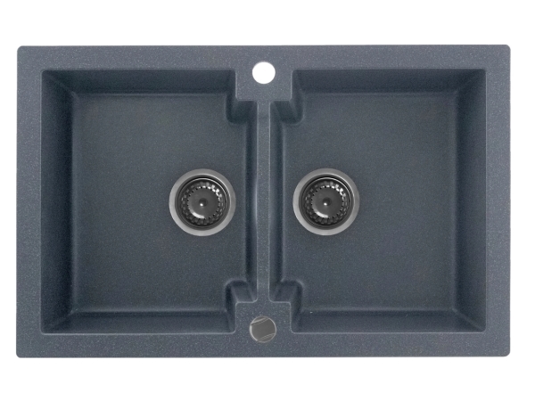 Kernau Kgsa 80 2B Küchenspüle Mit 2 Becken – Graphit-Graniteffekt