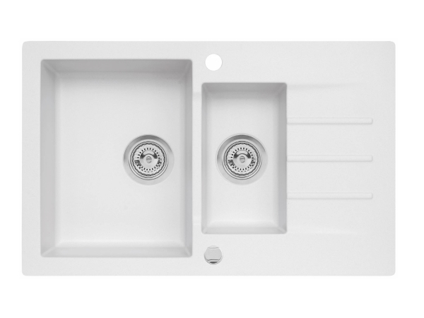 Kernau KGSA 6079 1.5B1D Undermount Kitchen Sink – Pure White Ceramic Finish, Single Bowl with Drainer, Durable Compact Design