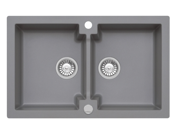 Kernau Kgsa 80 2B Graumetallische Edelstahl-Küchenspüle — Doppelbecken, Einbau (Drop-In)