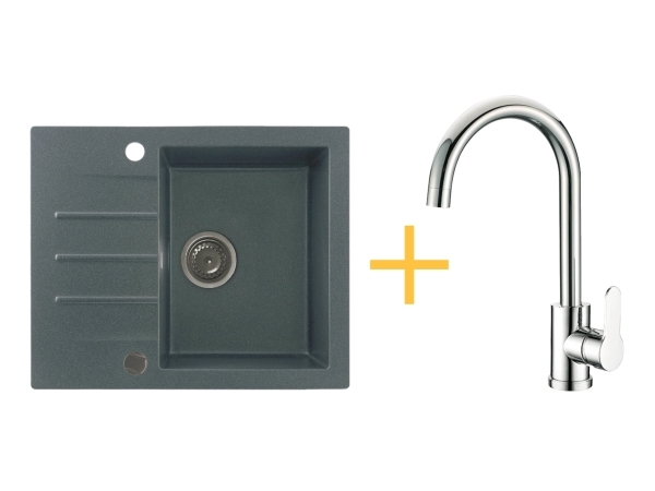 KGSA 4560 1B1D Graphite Kitchen Set with KWT 30 Chrome Faucet