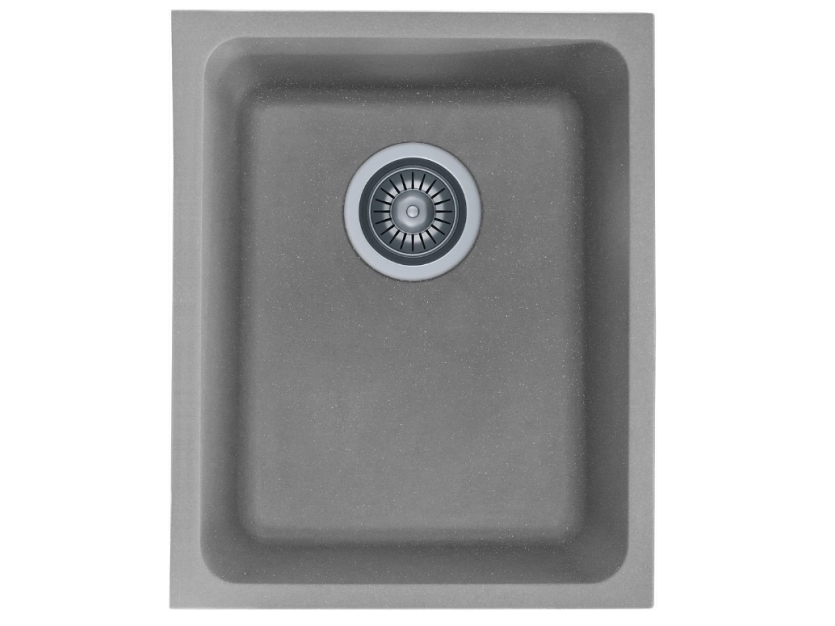 Kernau KGSU 45 1B Grey Metallic Single-Bowl Stainless Steel Kitchen Sink, Undermount/Inset, Right-Hand Bowl