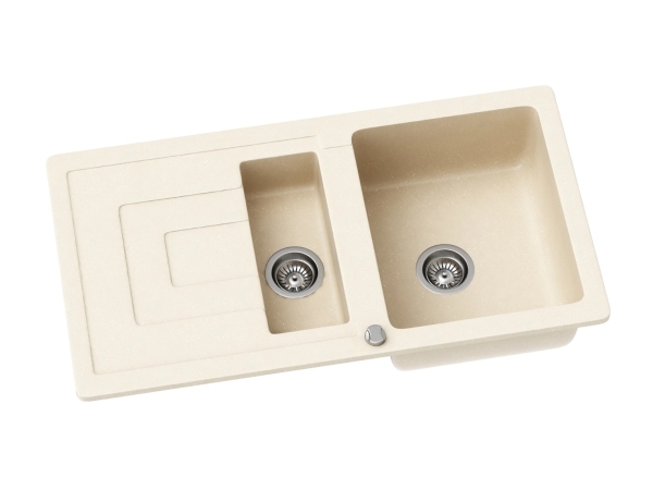 Kernau KGSR 60 1.5B1D keramisk vask — old white, 1 skål med afløbsbakke (12602)
