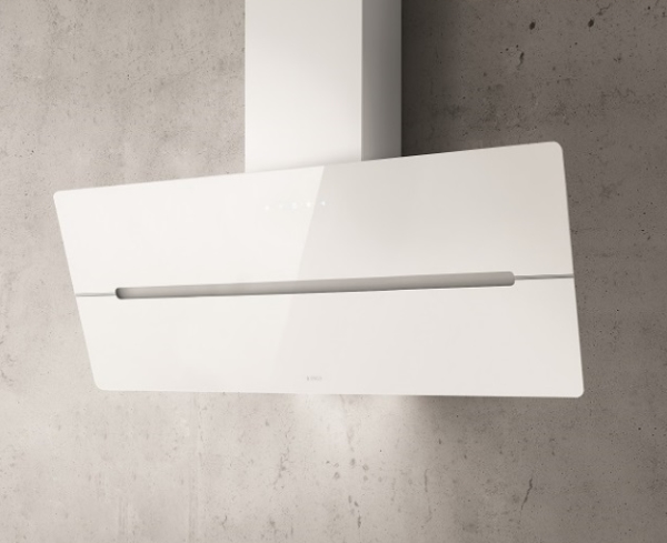 Elica WISE WH/A/60 60cm Chimney Cooker Hood – White Glass & Stainless Steel, LED Lighting, Touch Sensor Controls, 3 Speeds + Boost, Aluminum Grease Filter, 559 m3/h (Max), Recirculation Option