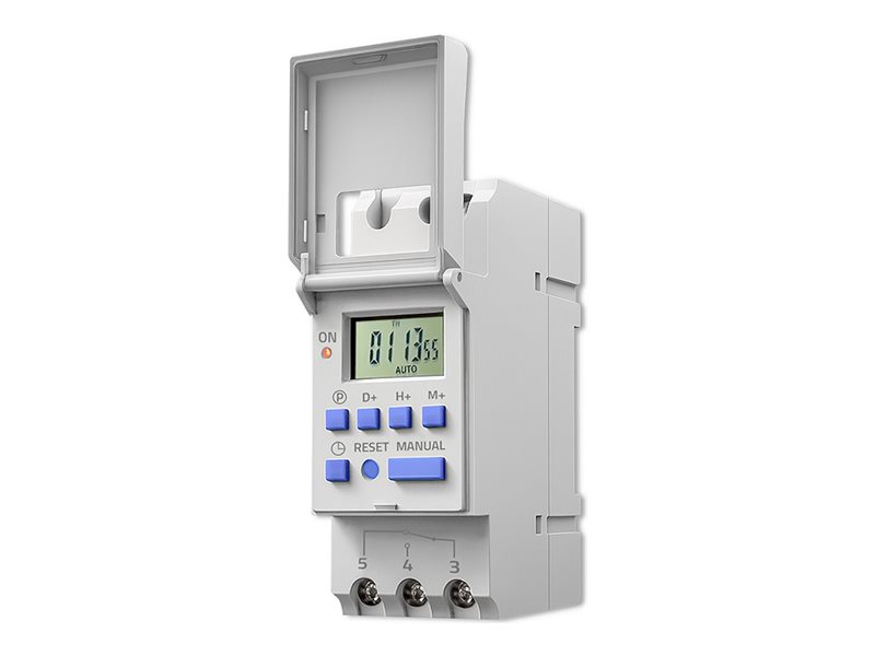 qoltec Elektronisk TIMER för DIN-skena med integrerat batteri 7-dagarsschema 16 program | EL Artiklar - Andra EL - Dygnsklocka & Strömförbrukningsmätare | GameStuff