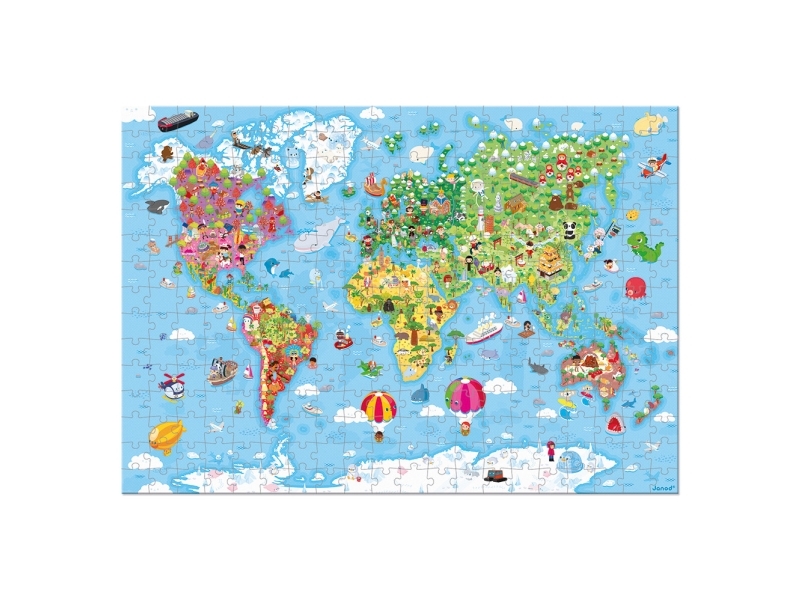 Janod World Giant Puzzle - 300 Pcs, Pap, Frankrig, 390 Mm, 272 Mm, 1 Stk
