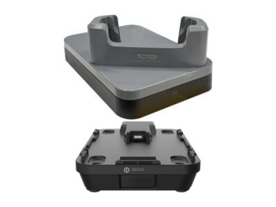 ZEBRA Ethernet ShareCradle til opladning af én TC701-enhed (sælges separat), USB-C-kabel (CBL-EC5X-USBC3A-01), landespecifik 45W strømforsyningsadapter (CRD-TC7A-1SE)