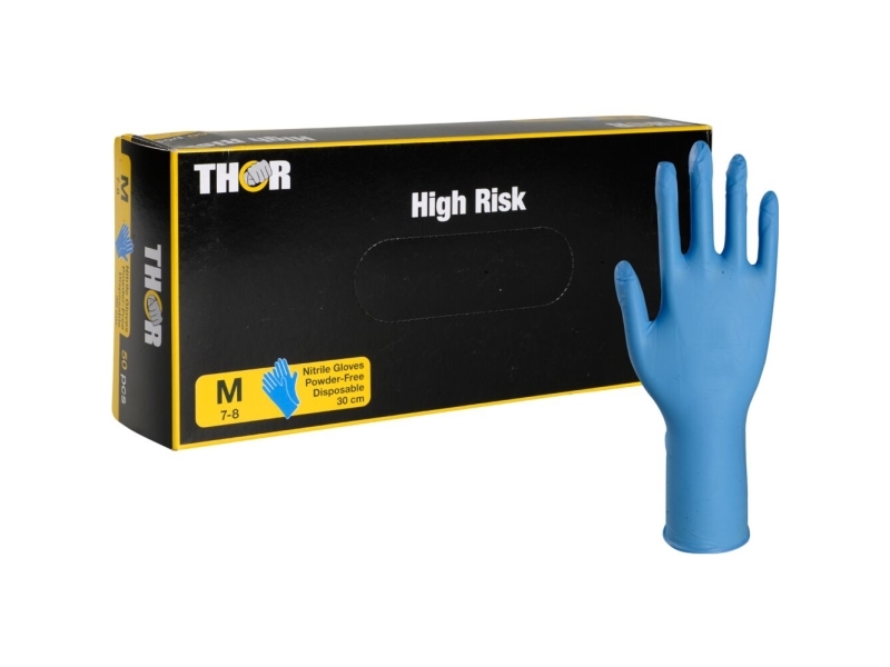 Einweghandschuh Thor High Risk M Blau Nitril