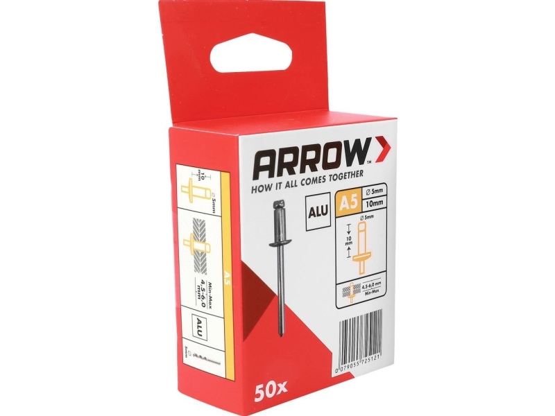 Arrow Tool Group 725121 Blindnitter (Ø X L) 5 Mm X 10 Mm Aluminium Ra 5 X 10 Alu 50St 50 Stk