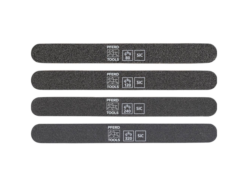 Pferd Tools 40110050 Hest Pferd Slibenøglesæt 4 Dele. Sf-R 180X19x5mm Sic 80, 120 , 240, 320 Til Finslibning & Finish 180 Mm 1 Set