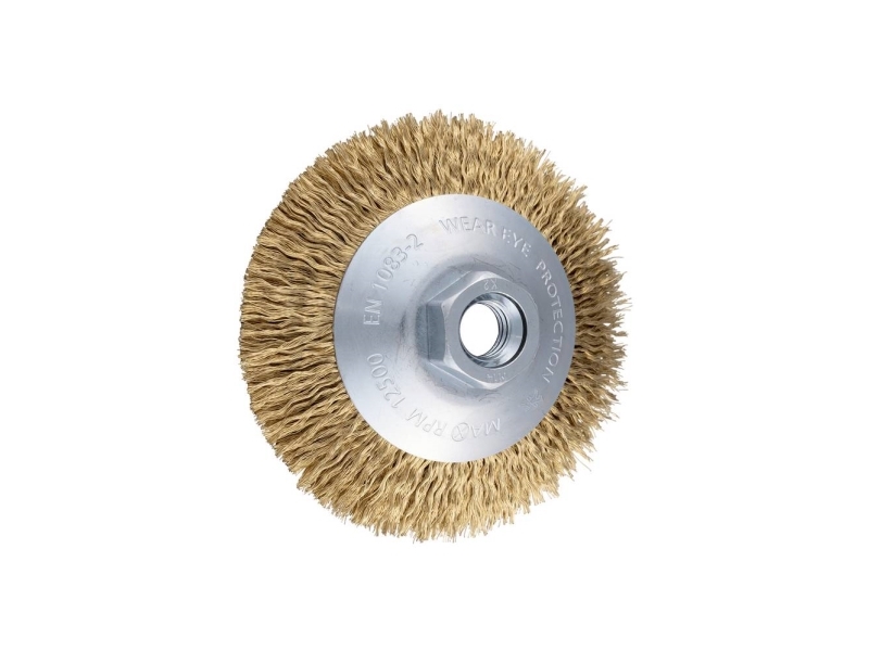 Pferd Tools Hest Pferd Konus-Schleifbürste Kbu, Dia. 100 X 10 Mm, M14 Messing-Beschichteter Stahldraht, Draht-Ø 0,20 Mm