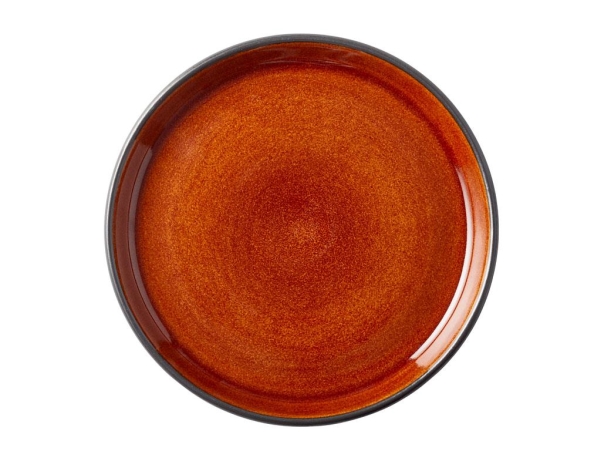 Bitz 14104, Middagstallerken, Rund, Stentøj, Ravfarvet, Sort, 17 Cm, 1 Stk