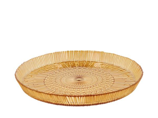BITZ 30682, Serveringsskål, Glas, Ravfarvet, Rund, 30 cm, 30 mm