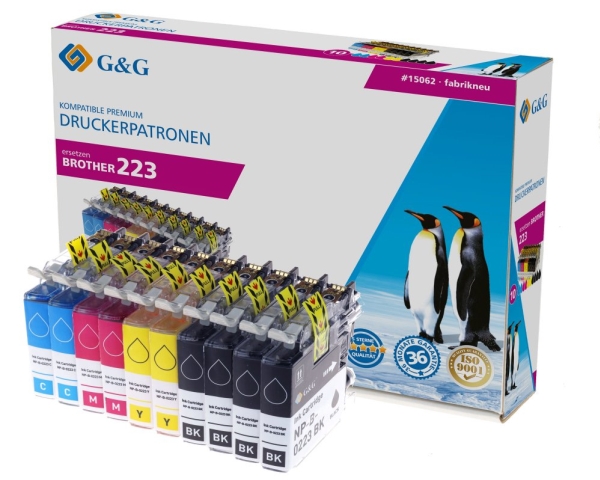 G&G 15062, Sort, Blå, Magenta, Gul, 58,4 Ml, 54 Ml, 10 Stk, 2400 Sider, Multipakke