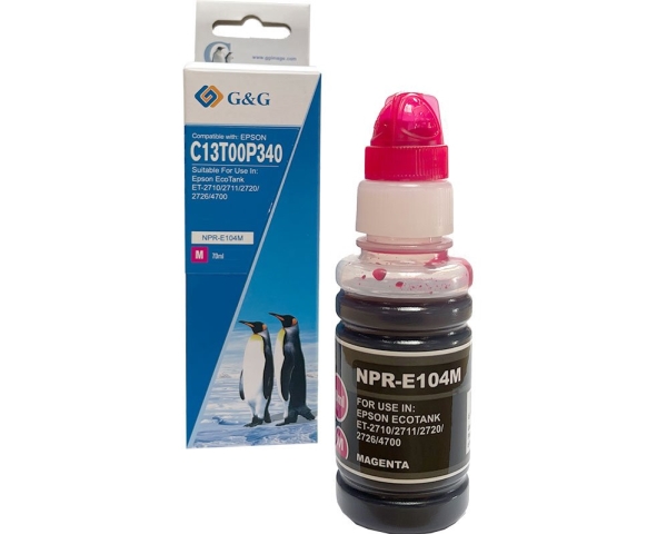 G&G Kompatibel Mit Epson 104/ C13t00p340 Ecotank Tinte (70 Ml) Magenta, Kompatibel, Magenta, Epson, 104 Ecotank Tinte Ecotank Et2710 Ecotank Et2711 E