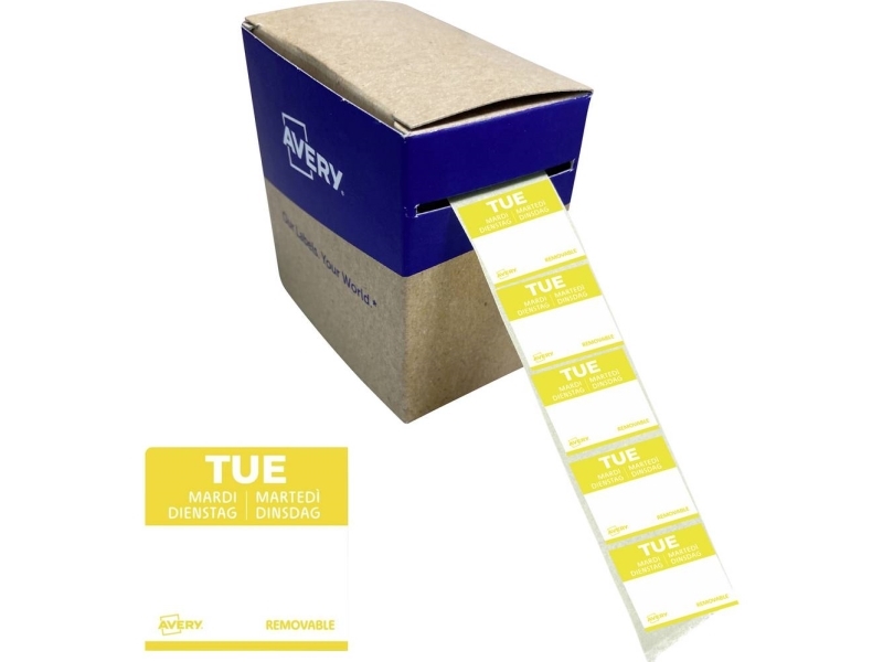 Avery Tages-Etiketten Tue, 25 X 25 Mm, Gelb Beschreibbare Zeilen, Abgerundete Ecken, Ablösbar, - 1 Stück (Dlstuerev-1000)