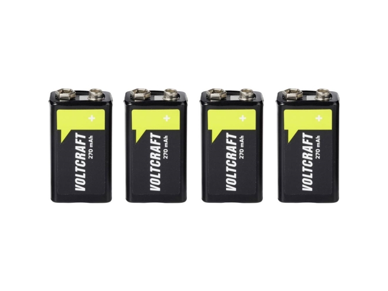 VOLTCRAFT 9 V blockbatteri NiMH 270 mAh 8,4 V Färdigt att använda 4 st | EL Artiklar - Batteri - 9V batterier | GameStuff
