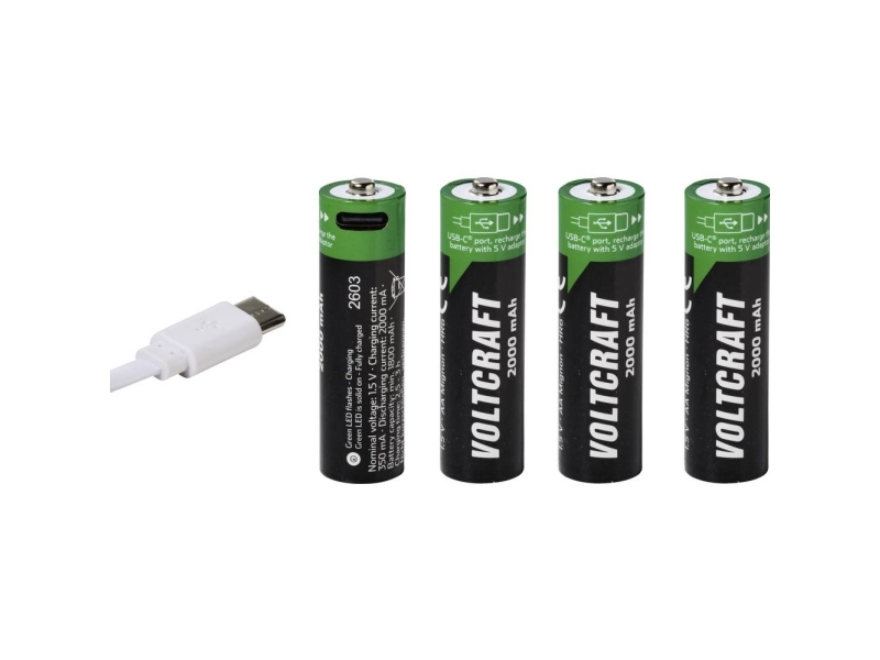 Voltcraft Genopladeligt Aa-Batteri Litium 2000 Mah 1.5 V 4 Stk