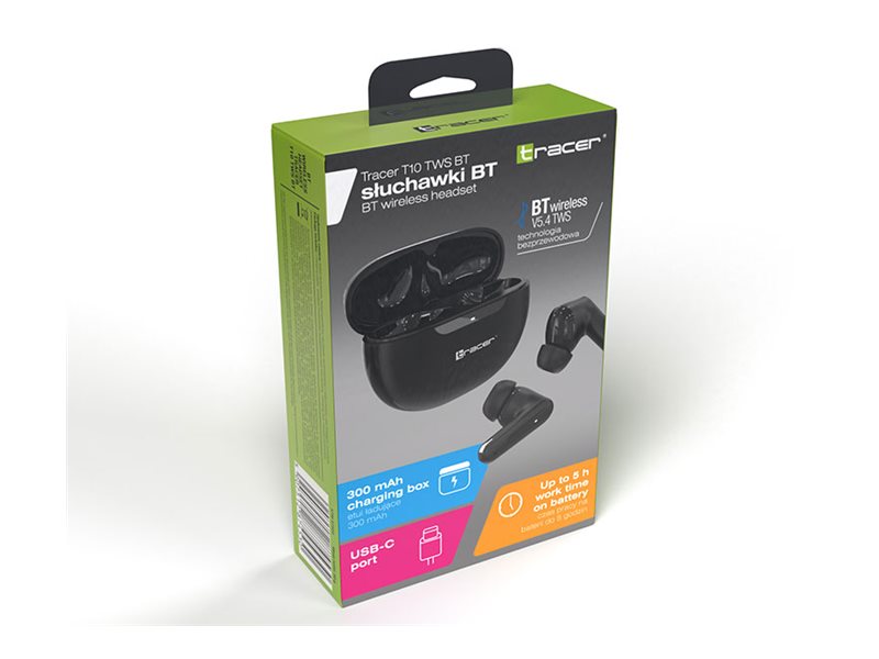 Tracer T10 Tws, True Wireless Stereo (Tws), Anrufe/Musik, 20 - 20000 Hz, Kopfhörer, Schwarz
