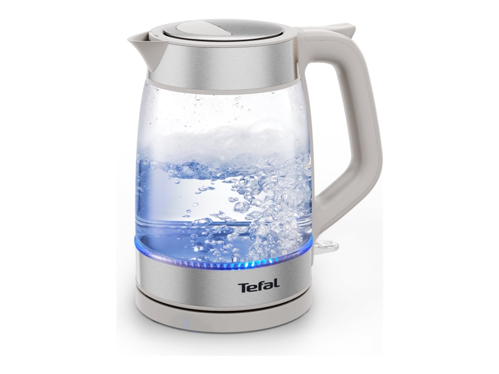 Tefal Glass Kettle Ki605b30, 1,7 L, 2200 W, Grau, Silber, Transparent, Glas, Wasserstandsanzeige, Drahtlos