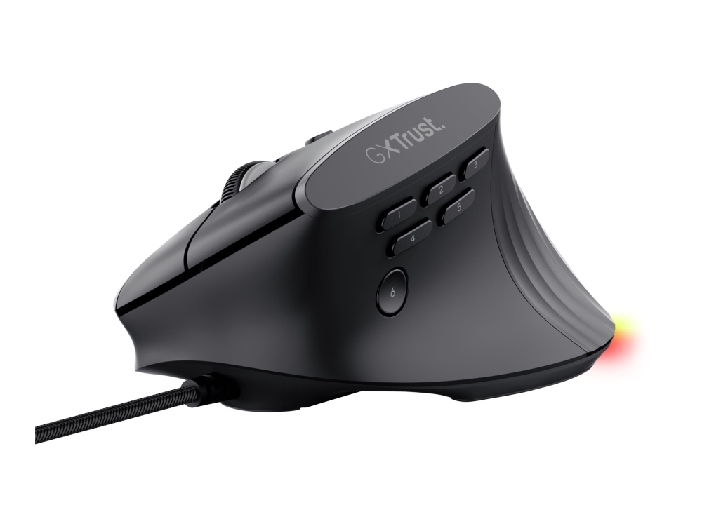 Trust Gaming Gxt 145 Rexxa - Lodret Mus - Ergonomisk - Oplyst - Optisk - 10 Knapper - Kablet - Usb 3.0 - Sort