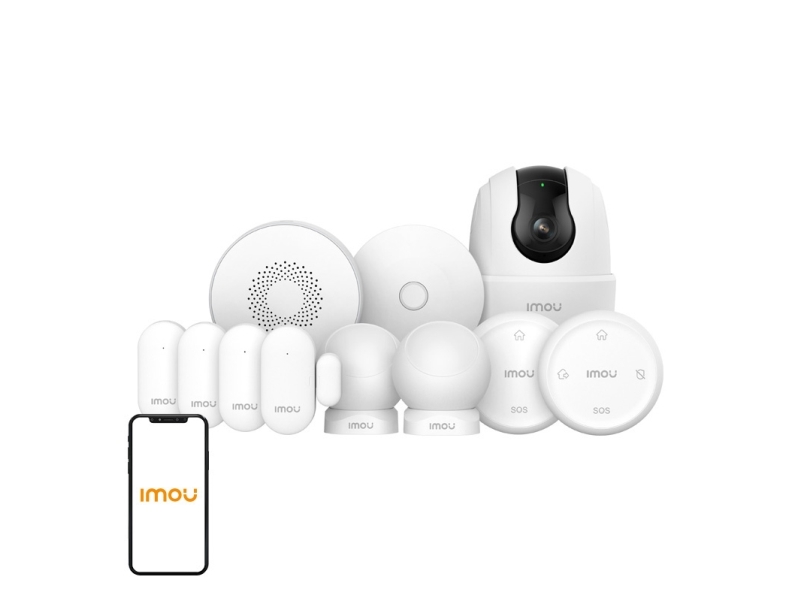 Imou Alarm-Set: Zg2 Gateway, Zb1 Fernbedienung (2 Stk), Zd1 Tür-/Fenstersensor (4 Stk), Zp1 Bewegungssensor (2 Stk), Zr1 Alarmsirene, Ranger 2C 3Mp K