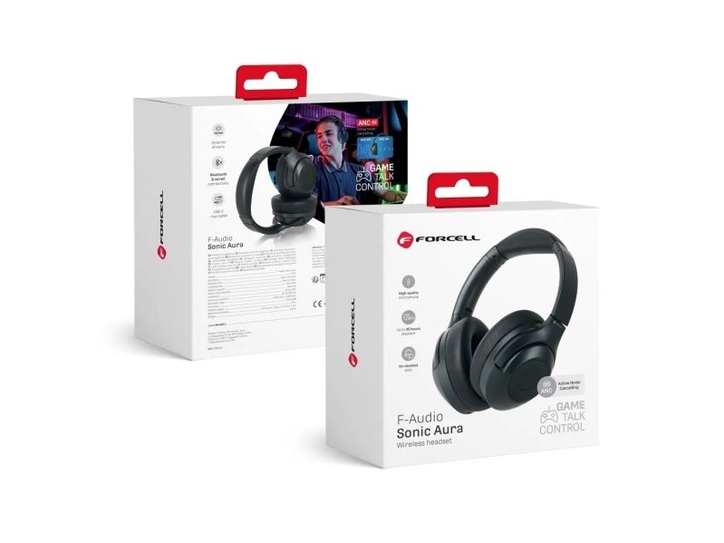 ForCell hovedtelefoner FORCELL F-AUDIO trådløse hovedtelefoner ANC Sonic Aura sort