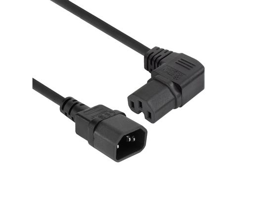 Netkabel C14 Til C15 (Vinklet Højre) Iec60320 Sort 1,2 M