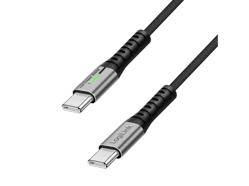 Logilink Usb-C Kabel Usb 2.0 Usb-C Stik 0.50 M Sort Med Led, Dobbeltsidet Stik Cu0421