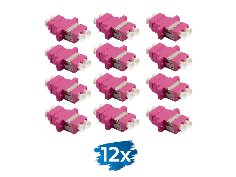 Logilink Fiber Adapter Lc Duplex, 12 Pieces, With Flange, Violet (Om4)